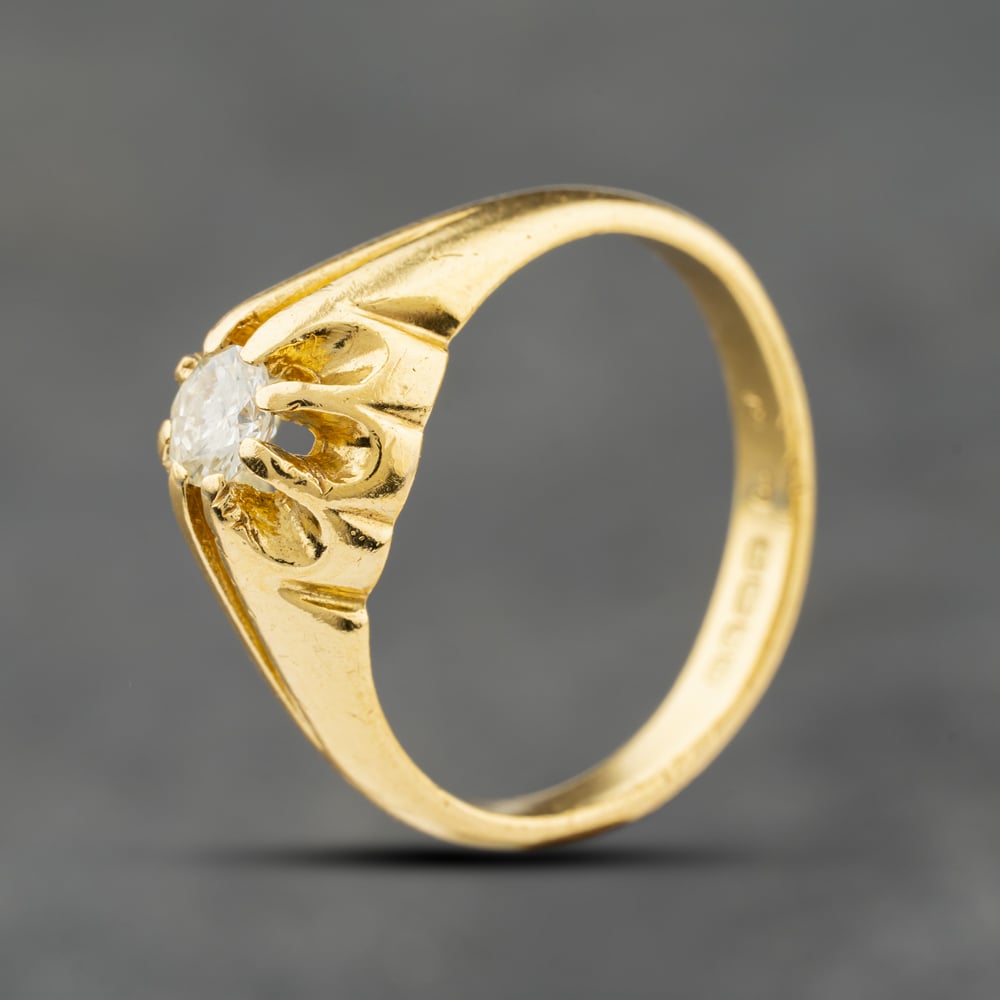 Second Hand 18ct Yellow Gold 0.35ct Diamond Single Stone Signet Ring 41342378