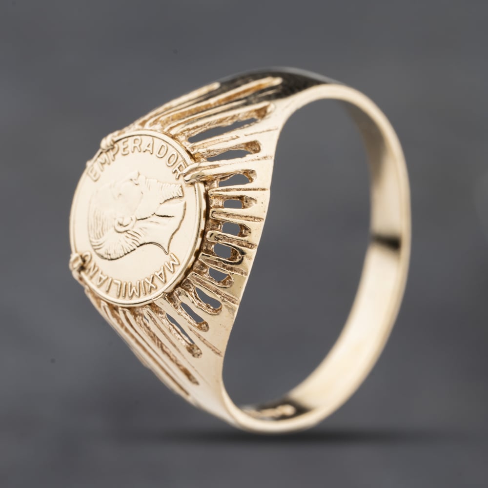 Second Hand 9ct Yellow Gold Peso Coin Ring 41342388