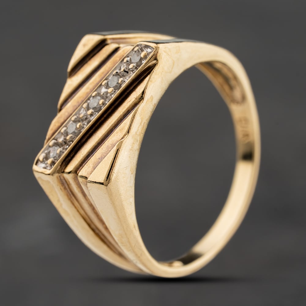 Second Hand 9ct Yellow Gold 0.07ct Diamond Signet Ring 41342419