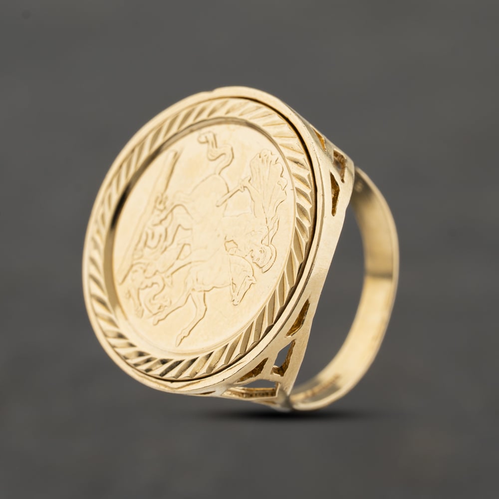 Second Hand 9ct Yellow Gold St George Signet Ring 41342466