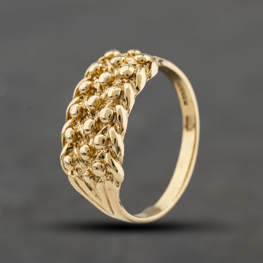 Second Hand 9ct Yellow Gold Three Row Keeper Ring 41342476