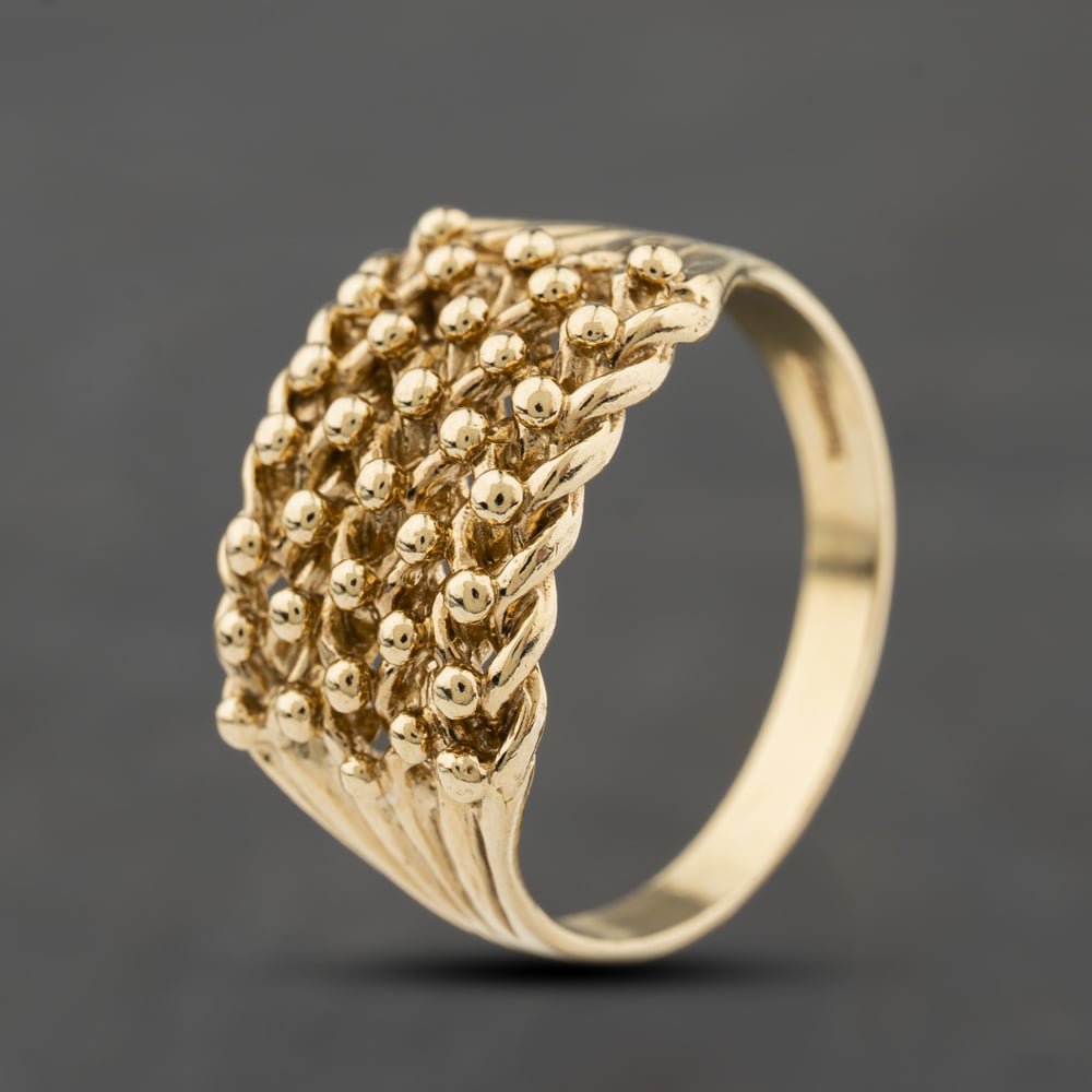 Second Hand 9ct Yellow Gold Five Row Keeper Ring 41342477