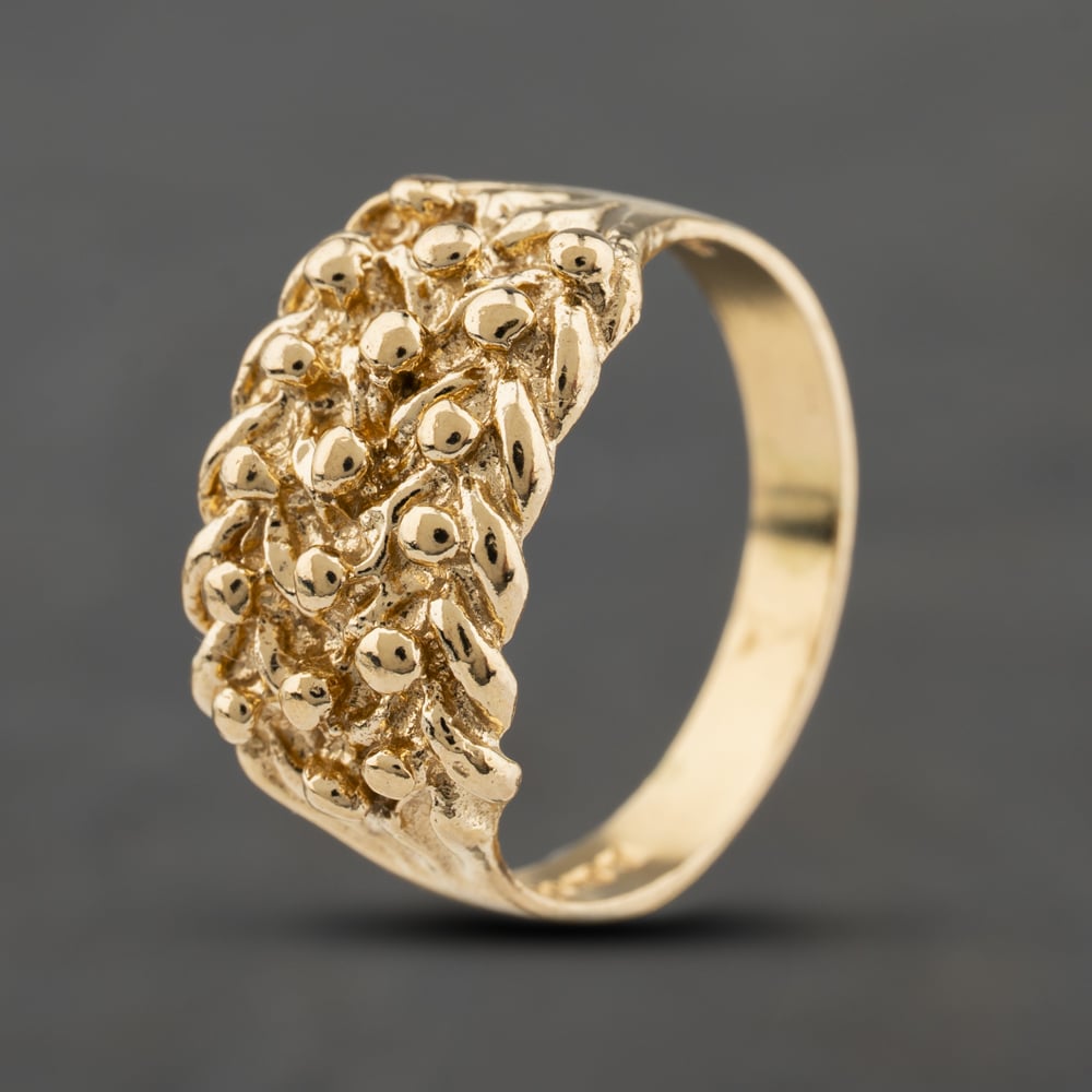Second Hand 9ct Yellow Gold Three Row Keeper Ring 41342478