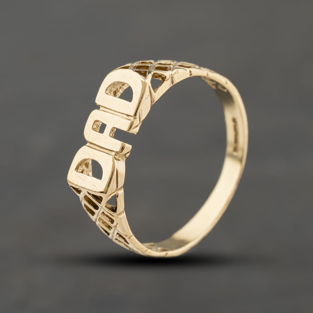 Second Hand 9ct Yellow Gold Dad Signet Ring 41342493