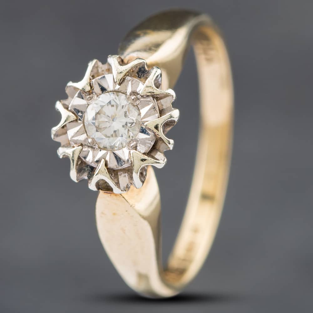 Second Hand 9ct Yellow Gold Brilliant Cut Diamond Solitaire Ring 41382030