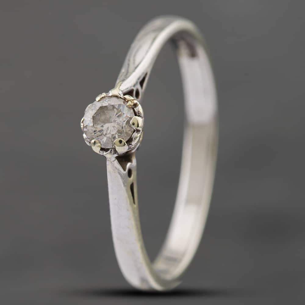 Second Hand 9ct White Gold 0.18ct Brilliant Cut Solitaire Ring 41382156