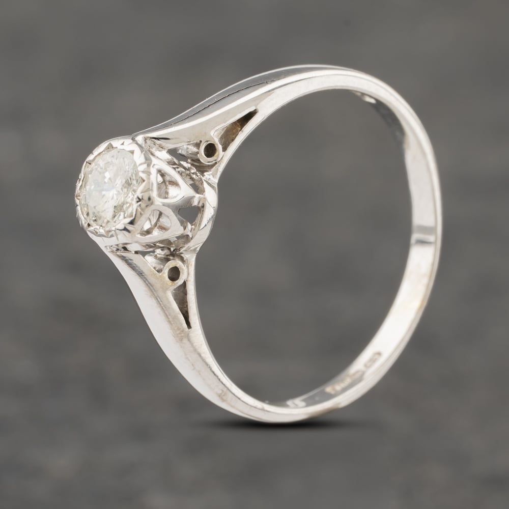 Second Hand 9ct White Gold 0.25ct Brilliant Cut Diamond Solitaire Ring 41382560