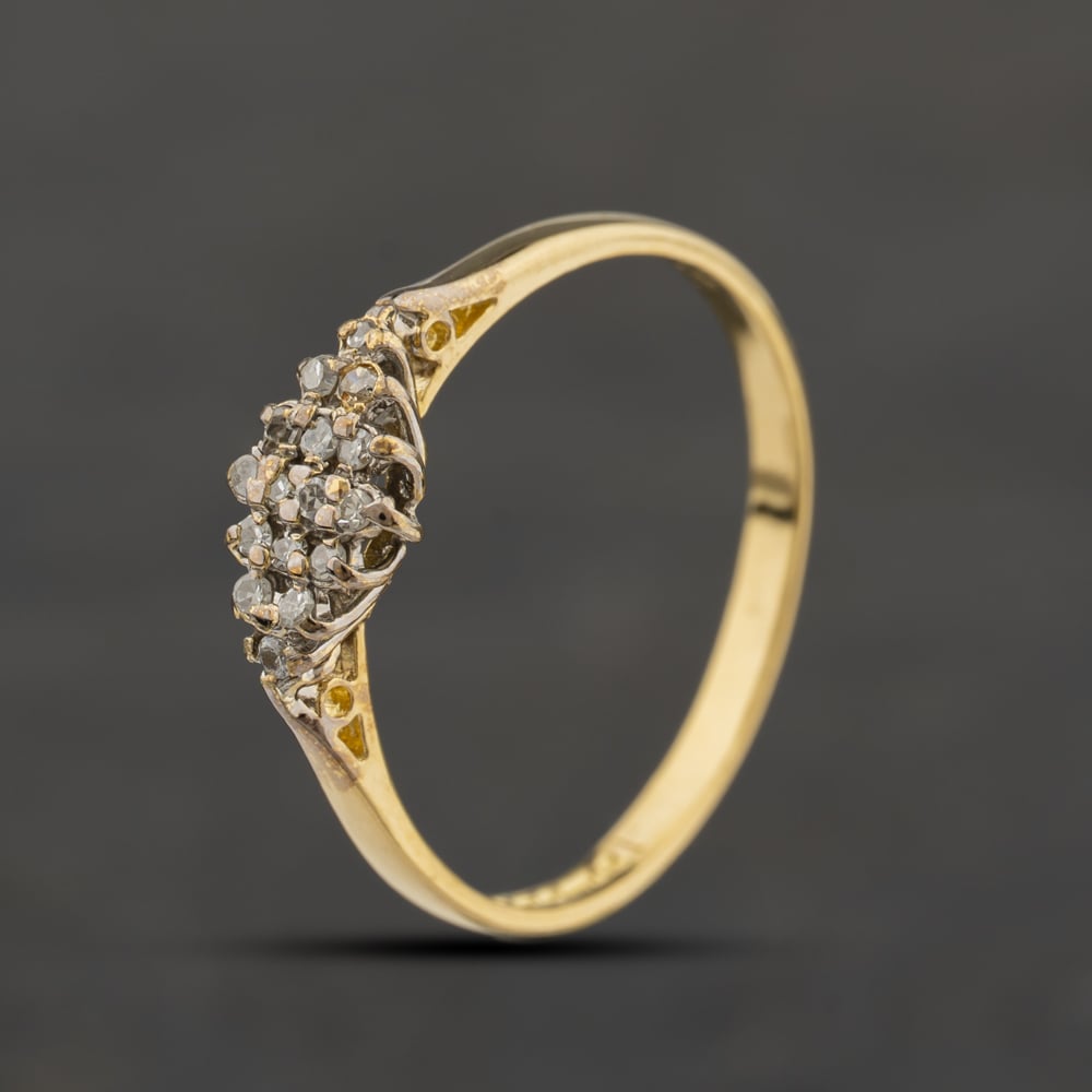 Second Hand 18ct Yellow Gold 0.10ct Diamond Cluster Ring 41382923