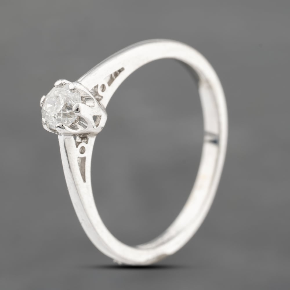 Second Hand 9ct White Gold 0.25ct Brilliant Cut Diamond Solitaire Ring 41383124