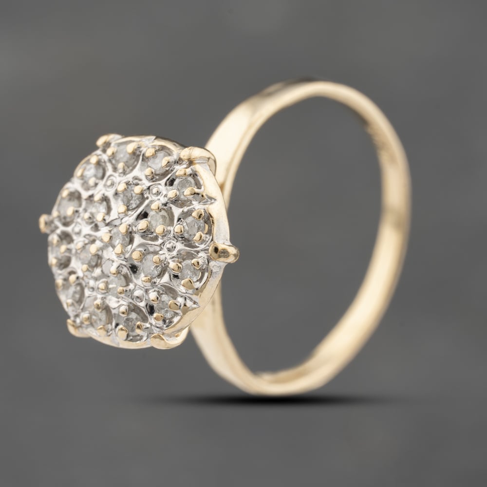 Second Hand 9ct Yellow Gold Diamond Cluster Ring 41383217