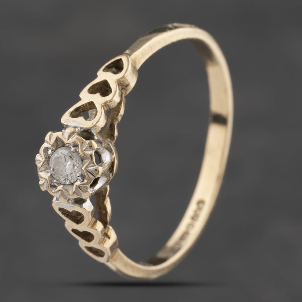 Second Hand 9ct Yellow Gold 0.05ct Diamond Solitaire Ring 41383223