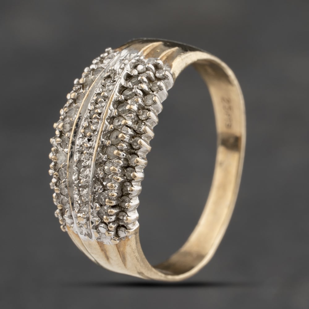 Second Hand 9ct Yellow Gold 0.25ct Diamond Five Row Ring 41383257