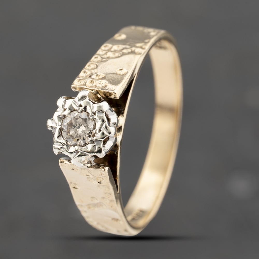 Second Hand 9ct Yellow Gold 0.12ct Diamond Solitaire Ring 41383432