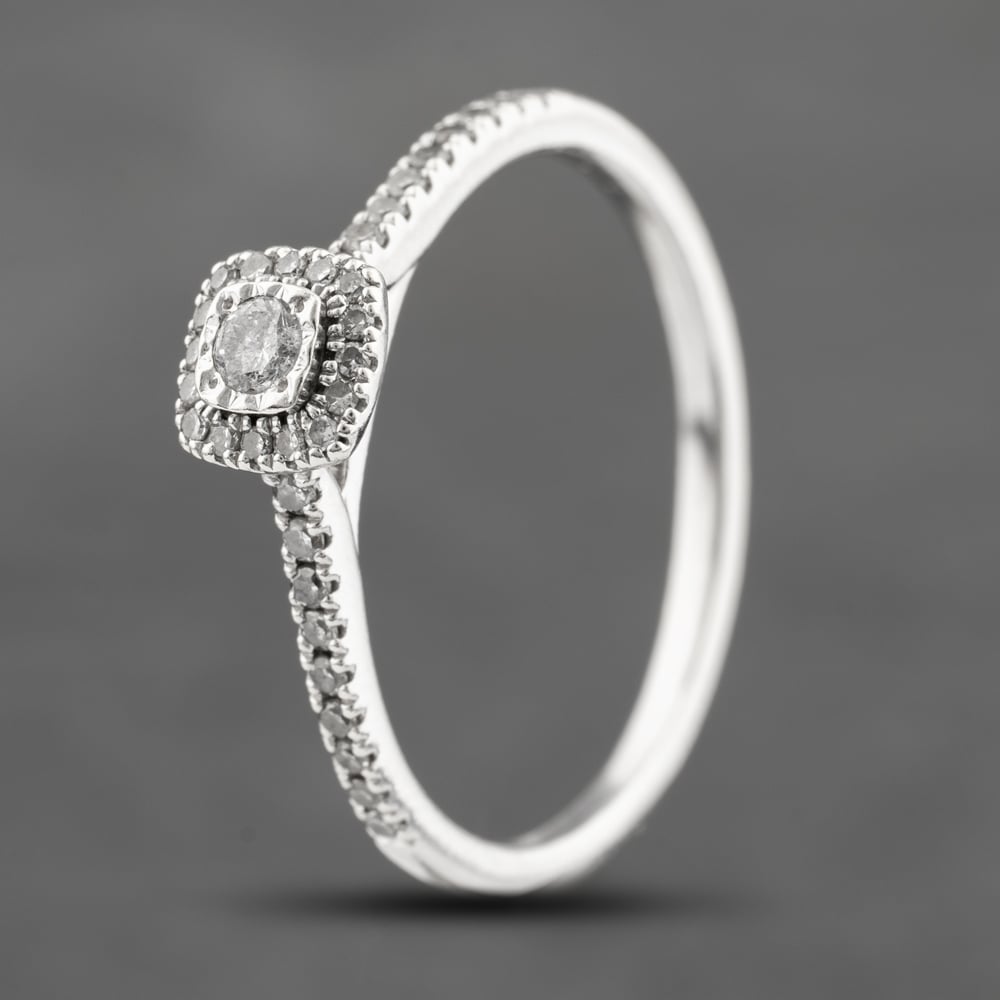 Second Hand 9ct White Gold 0.25ct Brilliant Cut Diamond Halo Ring 41383562