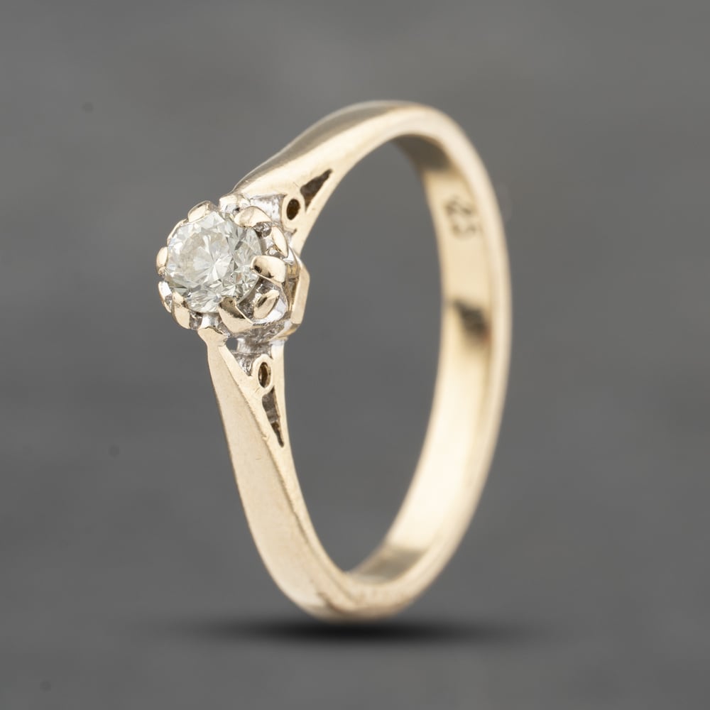 Second Hand 9ct Yellow Gold 0.25ct Brilliant Cut Diamond Solitaire Ring 41383566