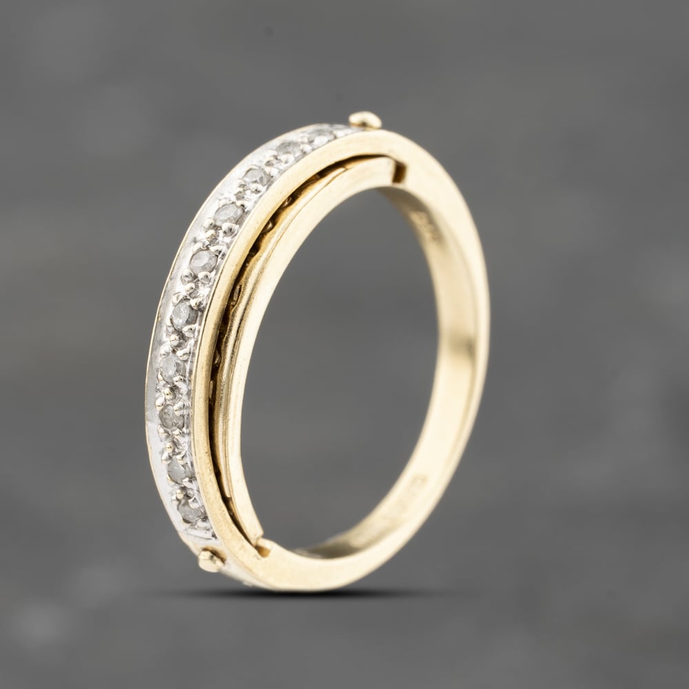 Second Hand 9ct Yellow Gold 0.10ct Brilliant Cut Diamond Half Eternity Ring 41383678