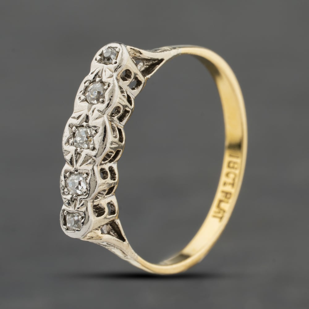 Second Hand Yellow Gold Diamond Star Set Five Stone Ring 41383956