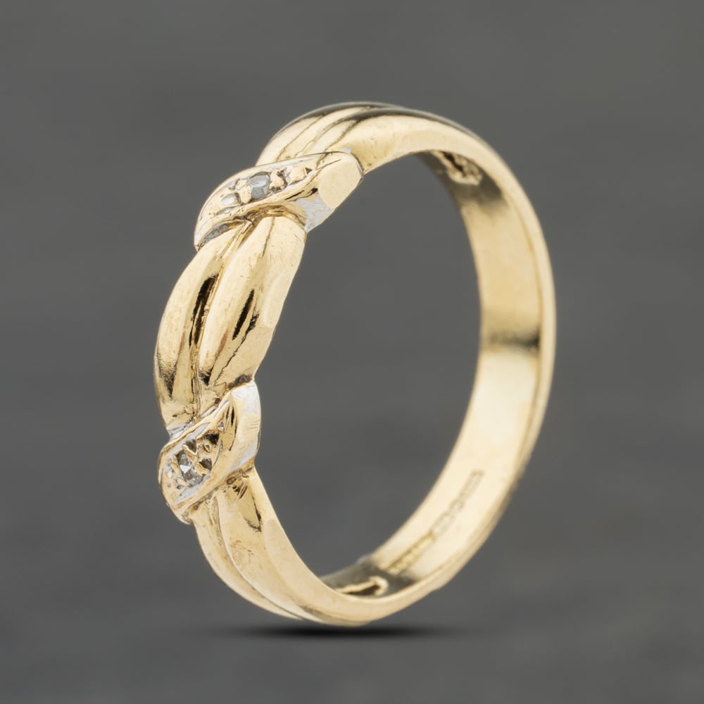 slim fit dress slacks 18ct Yellow Gold Round Brilliant Cut Diamond Double Twist Shaped Dress