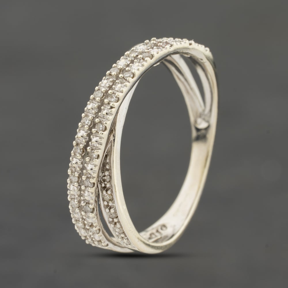 Second Hand 9ct White Gold 0.17ct Diamond Twist Ring 41383986