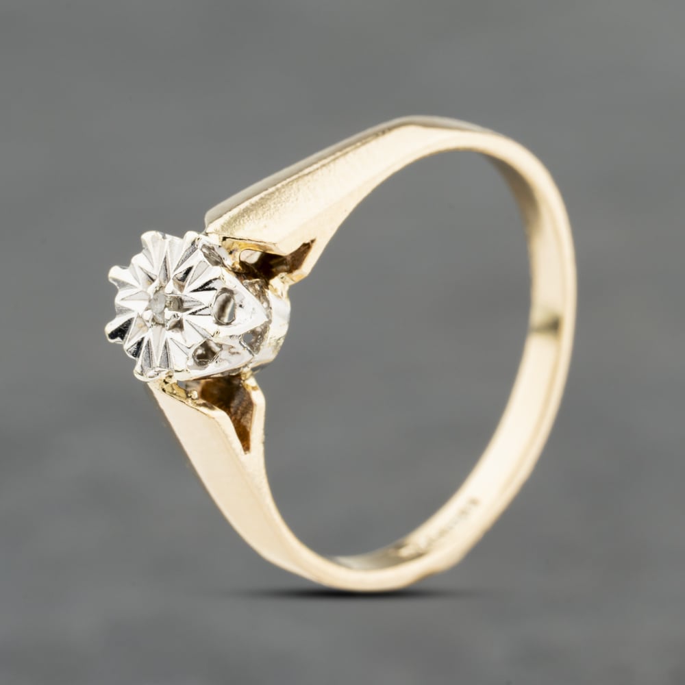 Second Hand 9ct Yellow Gold Diamond Solitaire Ring 41384083