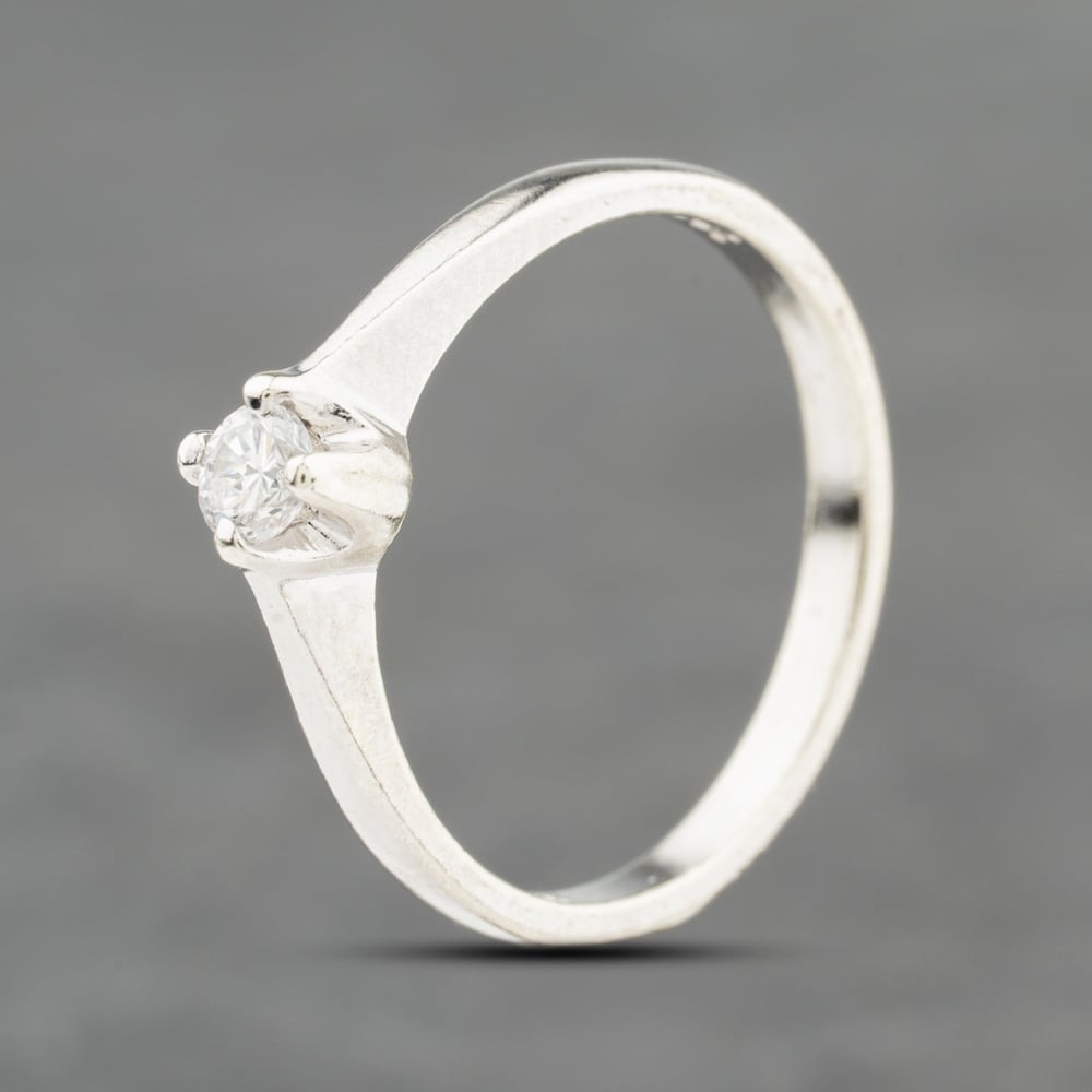 Second Hand 9ct White Gold 0.15ct Brilliant Cut Diamond Solitaire Ring 41384086