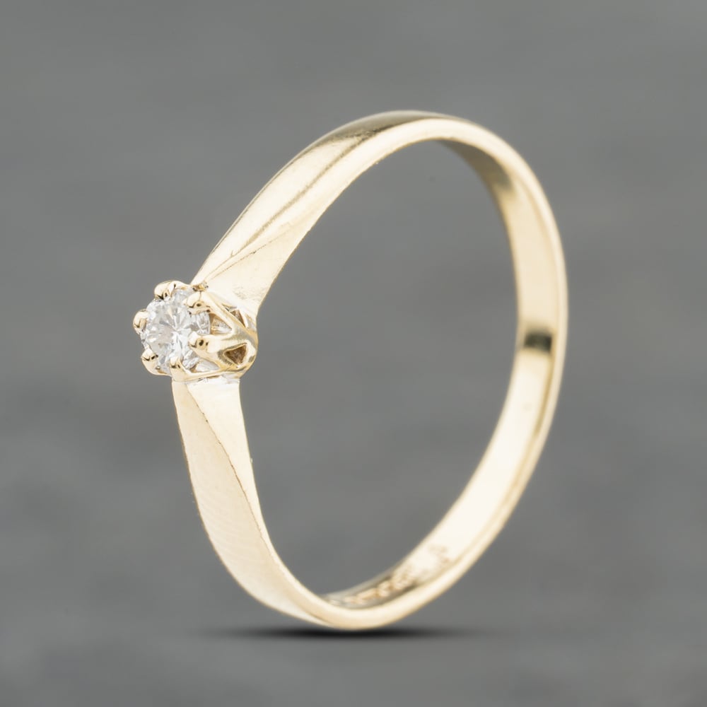 Second Hand 9ct Yellow Gold 0.03ct Brilliant Cut Diamond Solitaire Ring 41384088