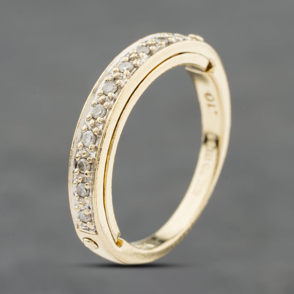 Second Hand 9ct Yellow Gold 0.10ct Diamond I Love You Half Eternity Ring 41384101
