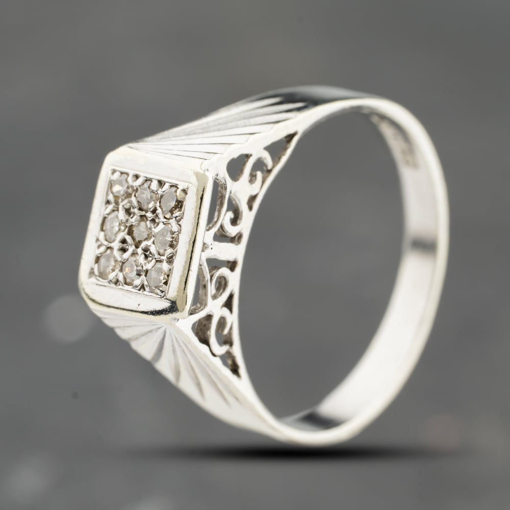 Second Hand 9ct White Gold 0.25ct Brilliant Cut Diamond Square Cluster Ring 41384177