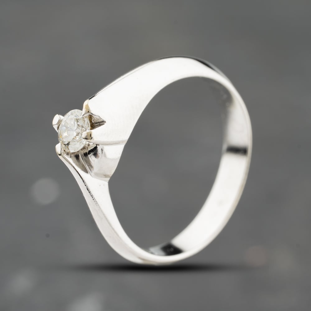 Second Hand 9ct White Gold 0.25ct Diamond Twist Four Claw Set Solitaire Ring 41384183