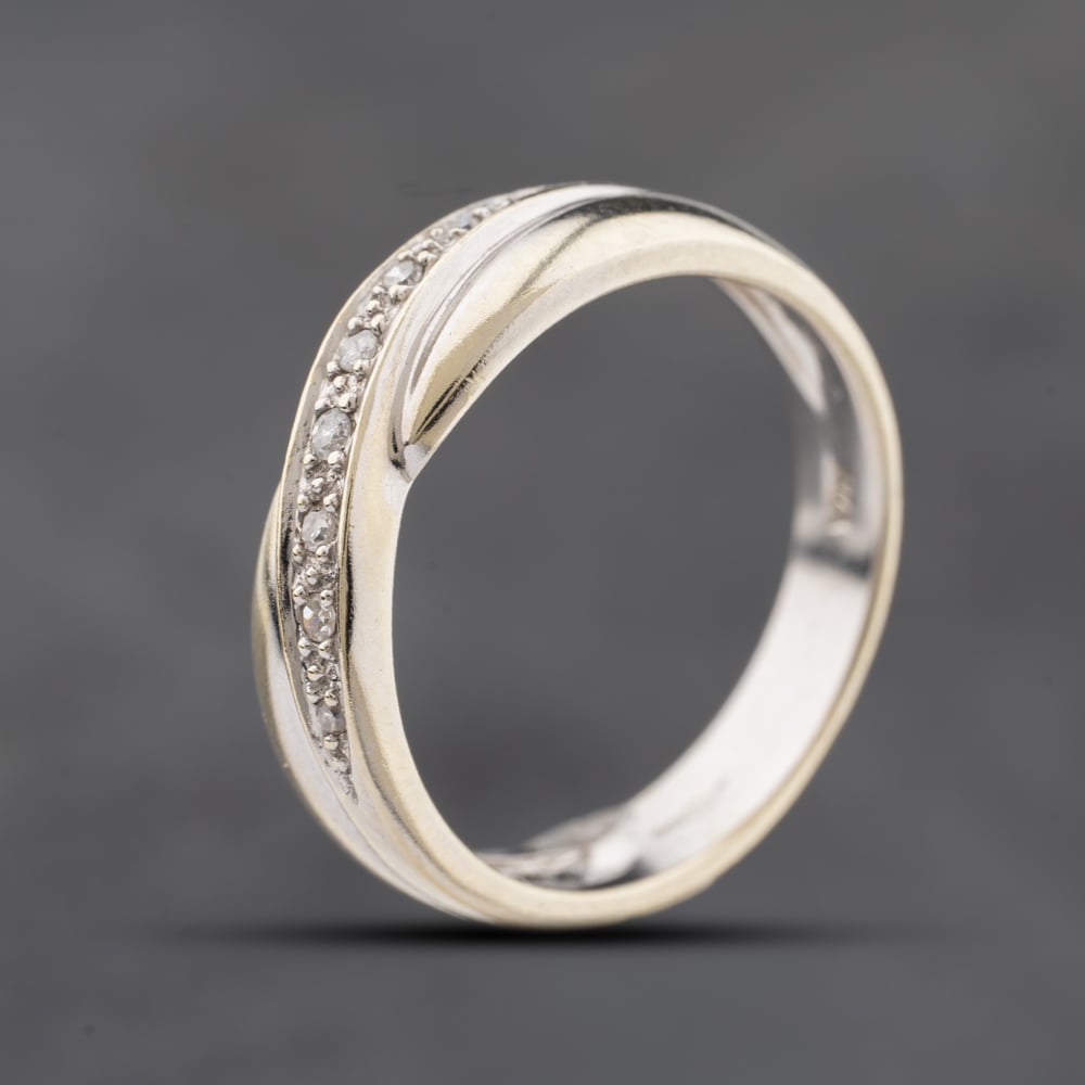 Second Hand 9ct White Gold Diamond Crossover Ring 41384233