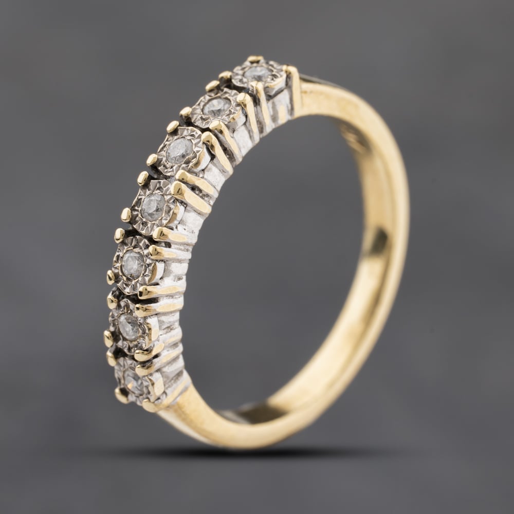 Second Hand 9ct Yellow Gold 0.07ct Diamond Half Eternity Ring 41384252