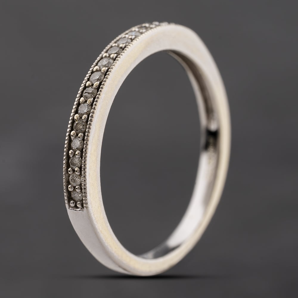 Second Hand 9ct White Gold 0.17ct Brilliant Cut Diamond Half Eternity Ring 41384304