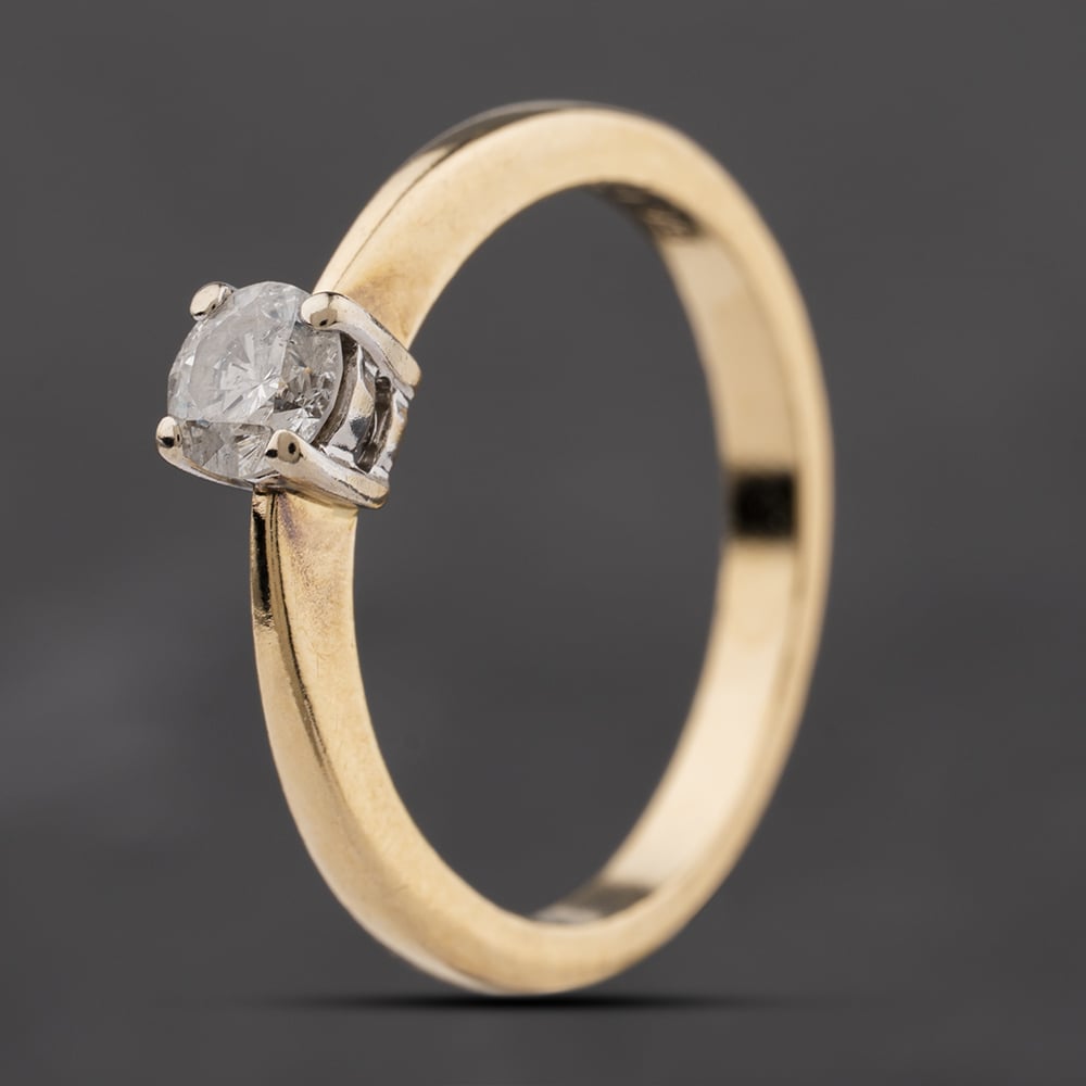 Second Hand 9ct Yellow Gold 0.25ct Brilliant Cut Diamond Solitaire Ring 41384318