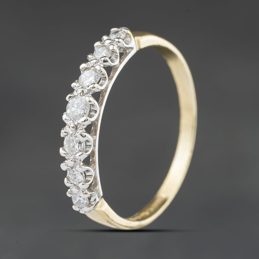 Second Hand 9ct Two Colour Gold Diamond Half Eternity Ring 41384449