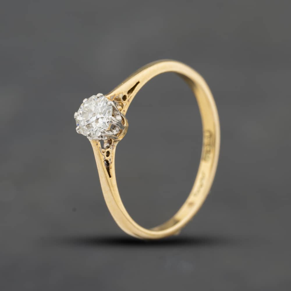 Second Hand Vintage Yellow Gold 0.30ct Brilliant Cut Diamond Solitaire Ring 41384830
