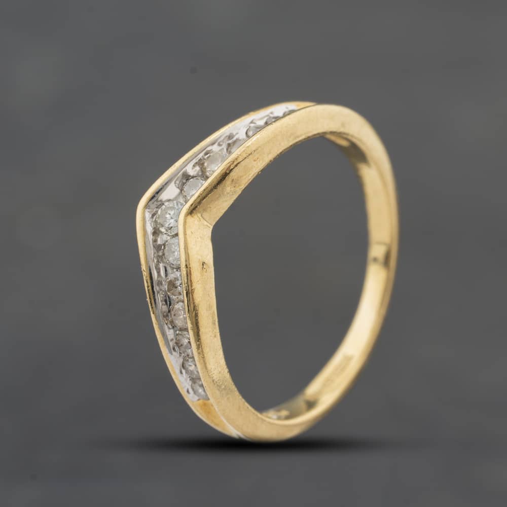 Second Hand 9ct Yellow Gold 0.25ct Brilliant Cut Diamond Half Wishbone Ring 41384861