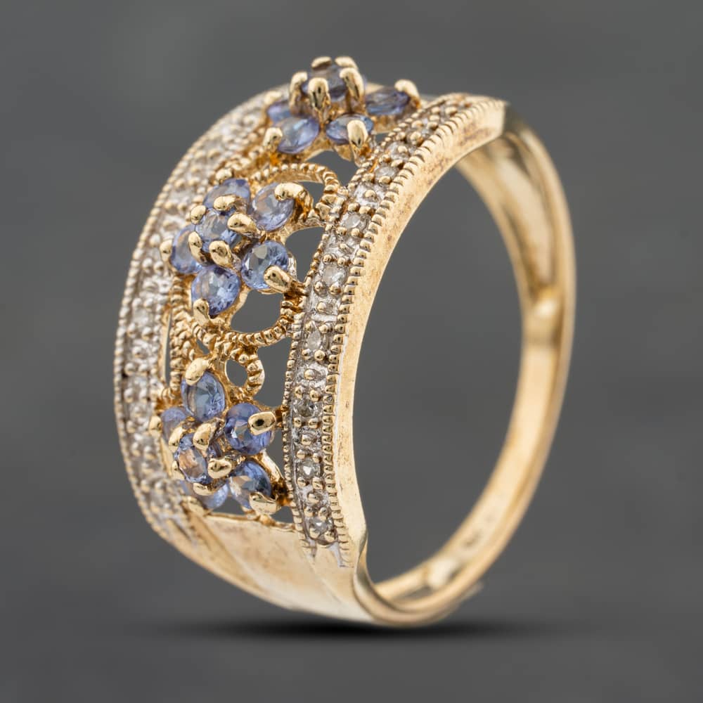18ct White Gold 0.85ct Brilliant Cut Tanzanite & 0.33 Diamond Shoulder Set Halo Ring NTR2017TZD-18W, view 23
