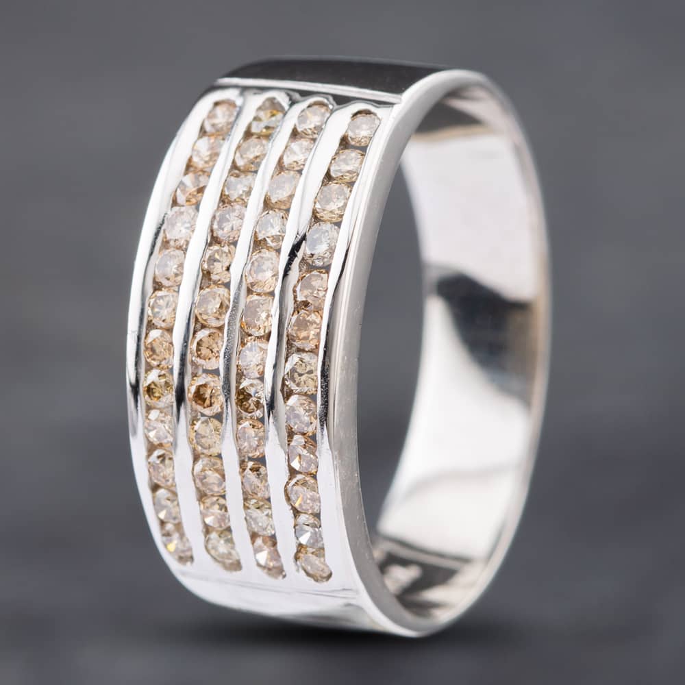 Second Hand 18ct White Gold Brilliant Cut Diamond Four Row Ring 41481427
