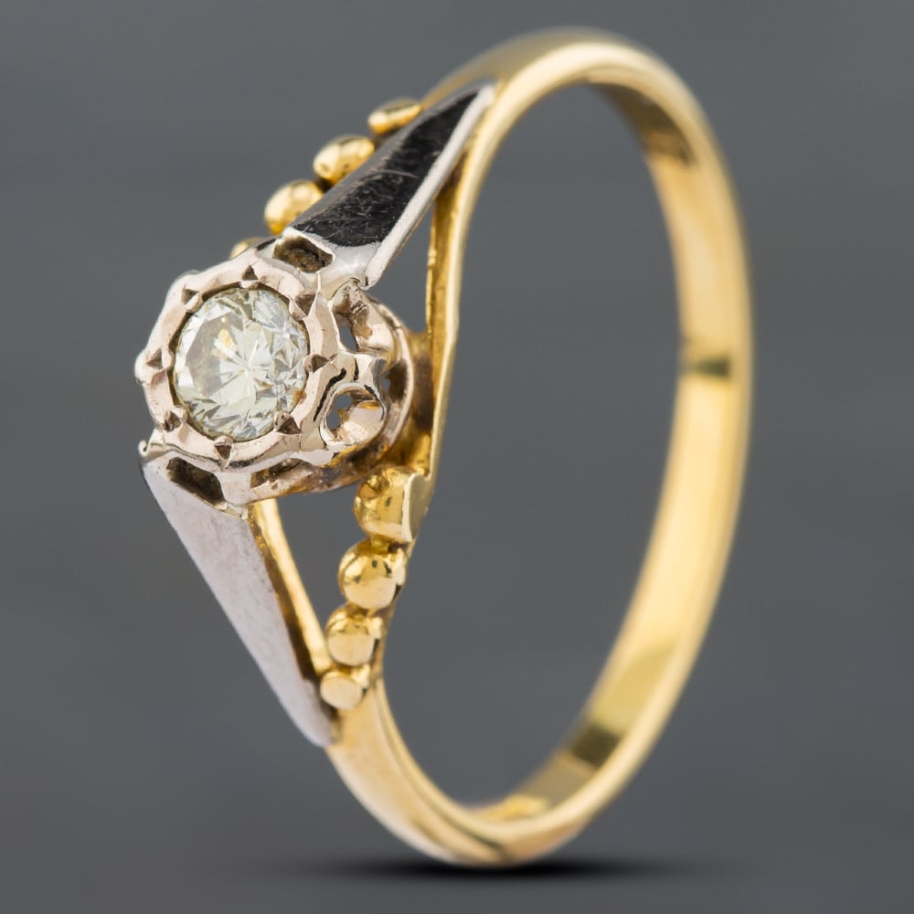Second Hand 18ct Two Colour Gold Brilliant Cut Diamond Solitaire Ring 41481459
