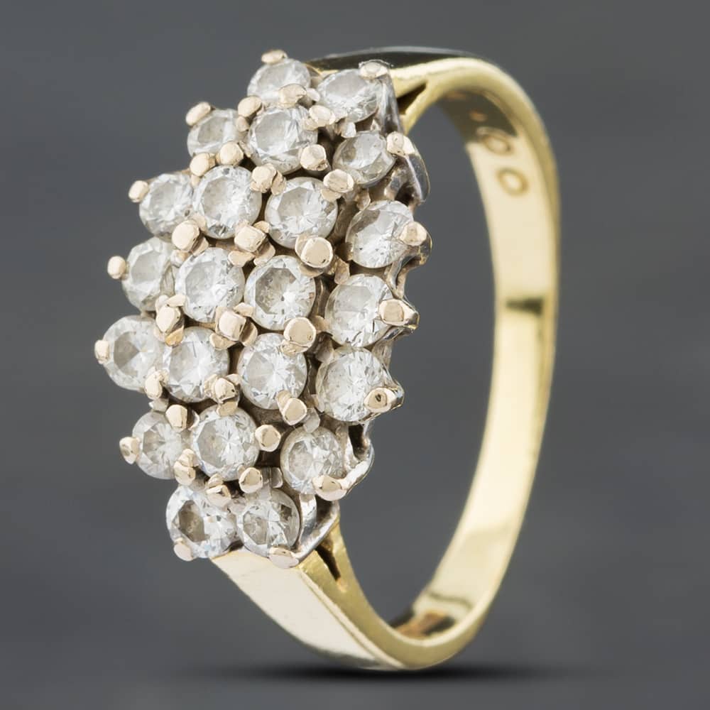 Second Hand 18ct Yellow Gold 1.00ct Brilliant Cut Diamond Cluster Ring 41481464