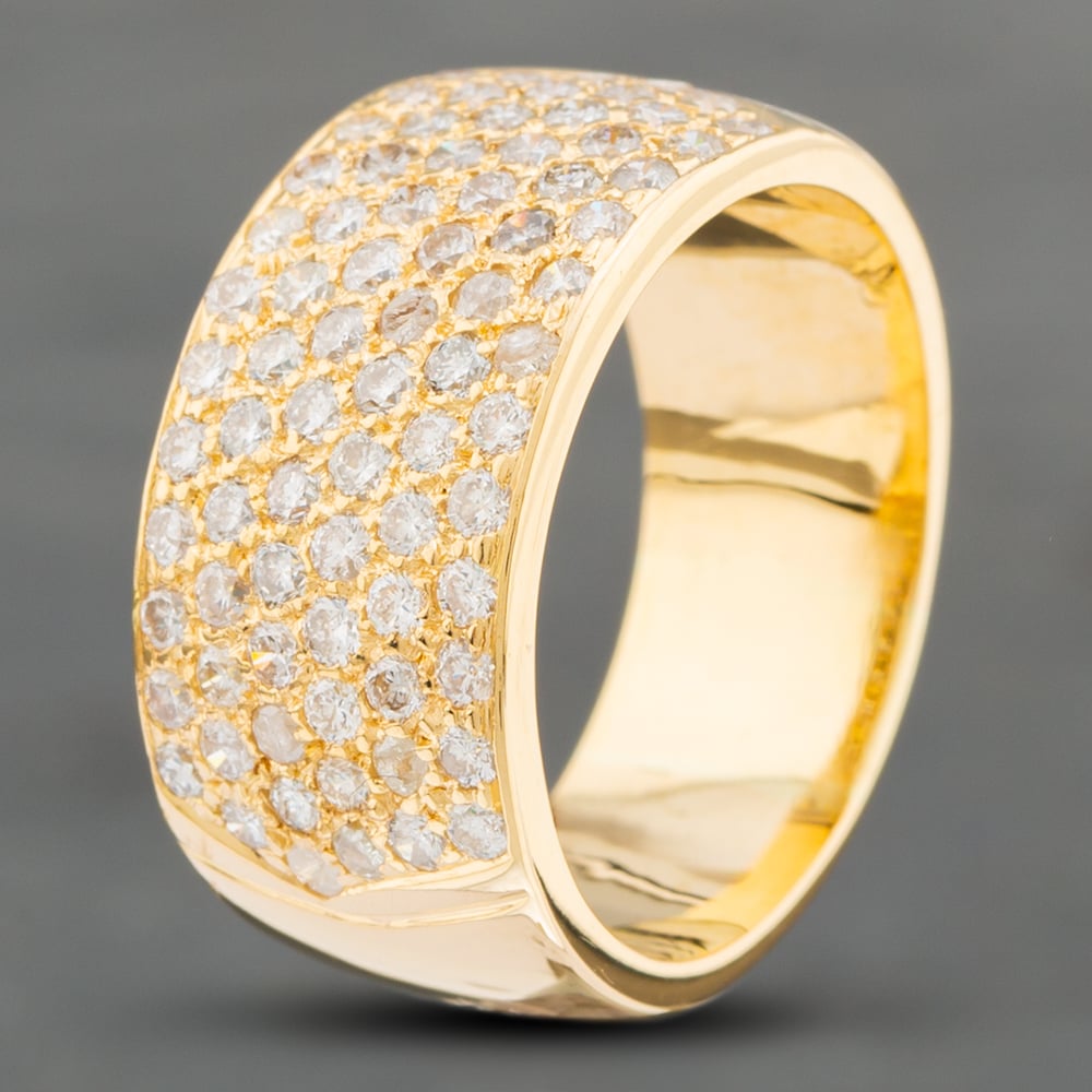 Second Hand 18ct Yellow Gold Brilliant Cut Diamond Pave Band Ring 41481540