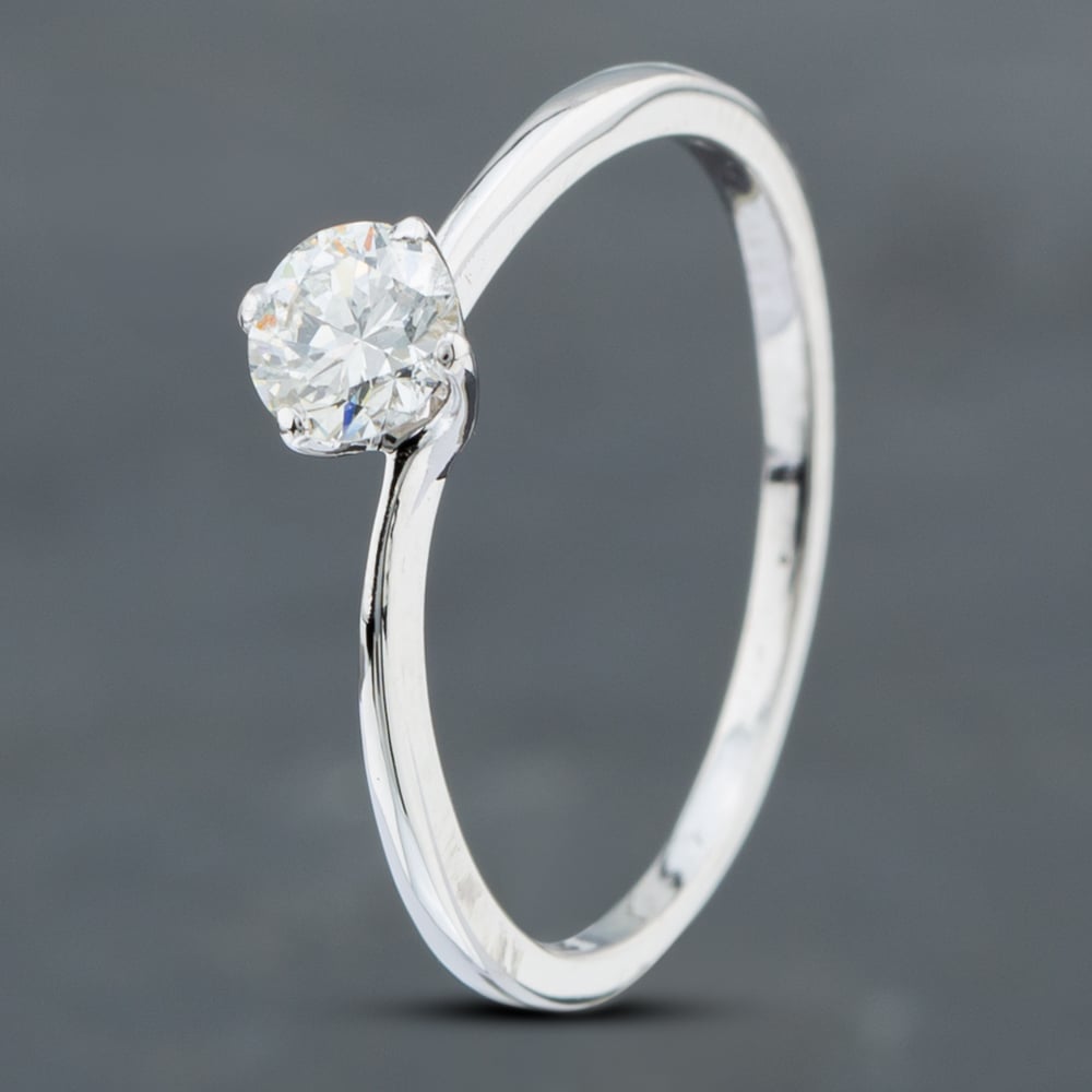 Second Hand 18ct White Gold 0.40ct Brilliant Cut Diamond Solitaire Ring 41481568