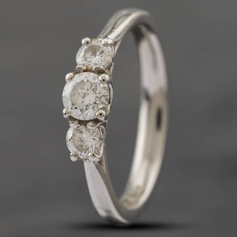Second Hand Platinum Diamond & 0.60ct Brilliant Cut Trilogy Three Stone Ring 41481599
