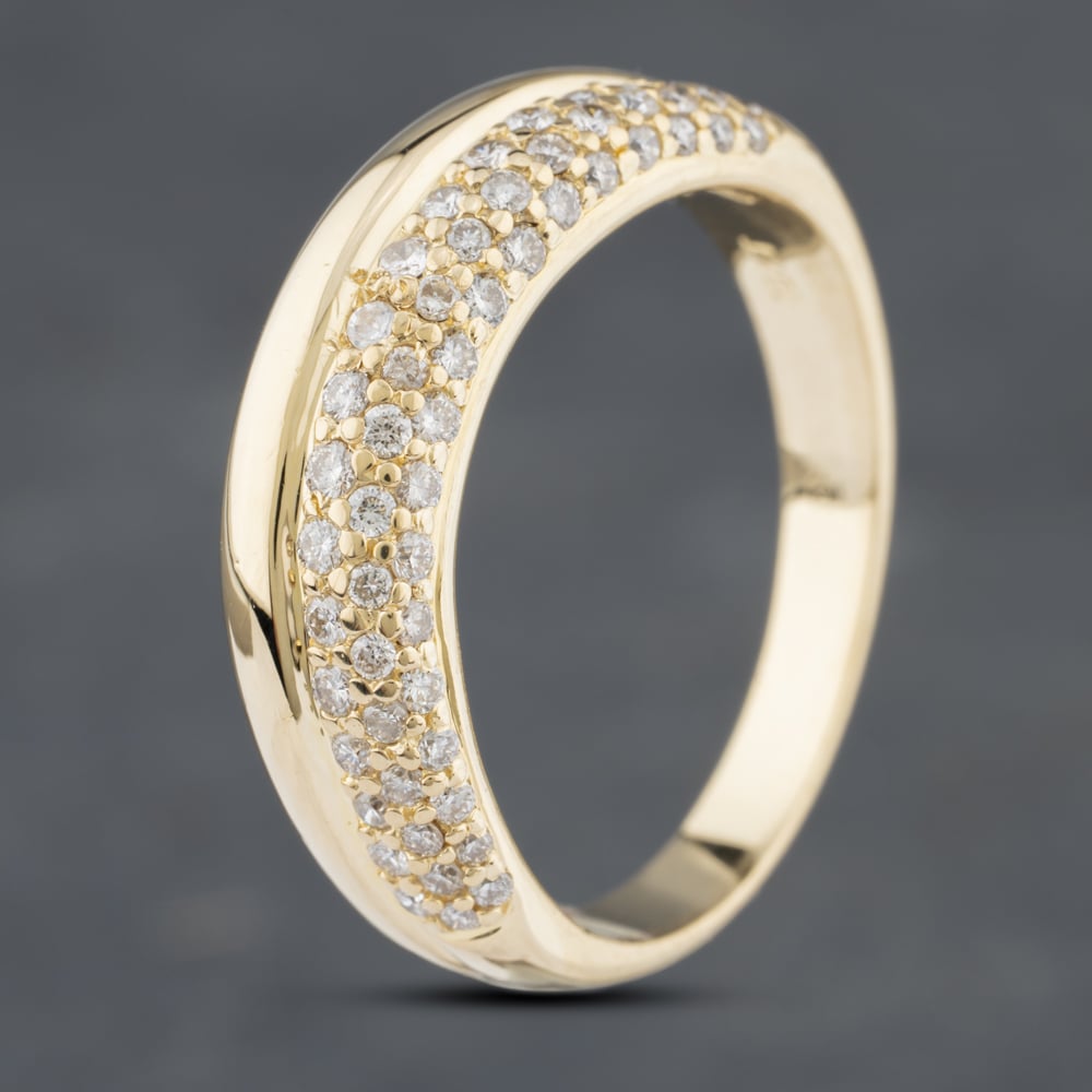 Second Hand 18ct Yellow Gold Diamond Wave Three Row Ring 41481619