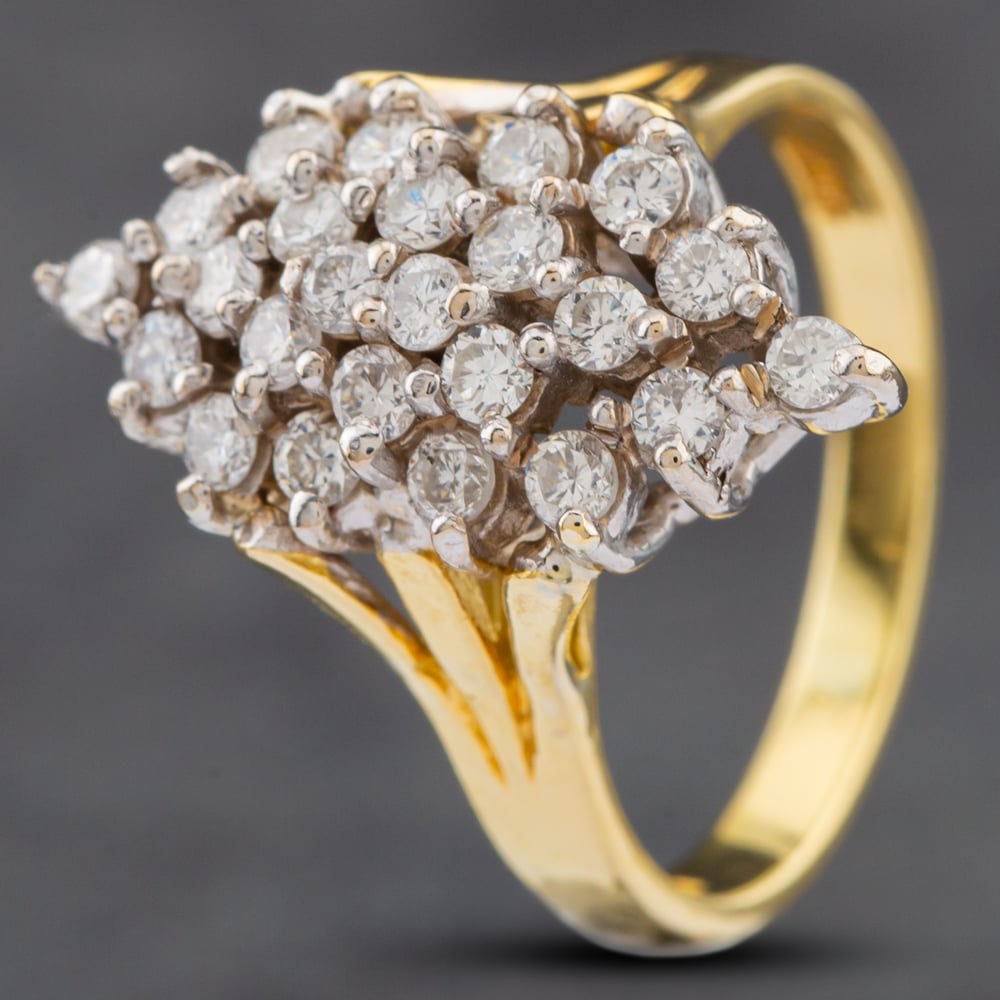 Second Hand 18ct Yellow Gold Brilliant Cut Diamond Cluster Ring 41481633