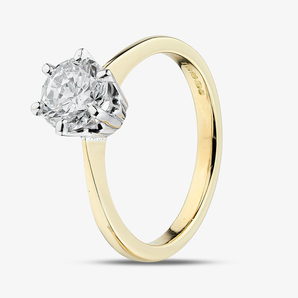 Second Hand 18ct Yellow Gold Certificated 1.07ct Brilliant Cut Diamond Solitaire Ring 41481647