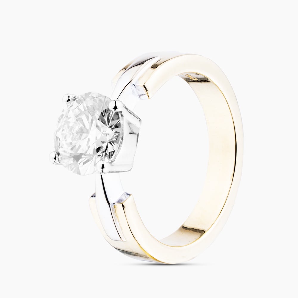 Second Hand 18ct Two Colour Gold Certificated 1.50ct Brilliant Cut Diamond Solitaire Ring 41481723