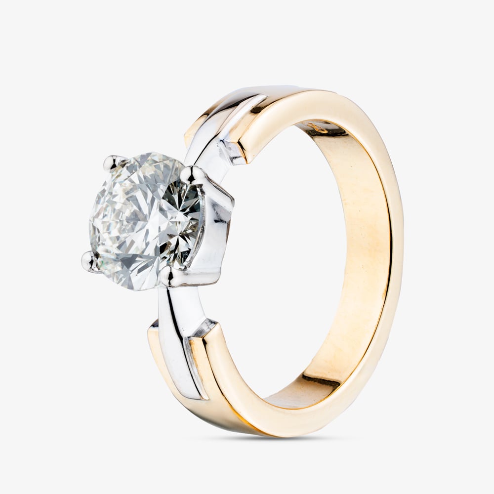 Second Hand 18ct Two Colour Gold Certificated 1.50ct Brilliant Cut Diamond Solitaire Ring 41481723