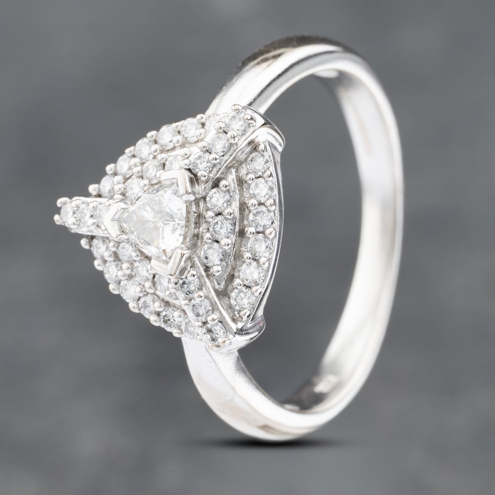 Second Hand 18ct White Gold Diamond Triangular Cluster Ring 41481790