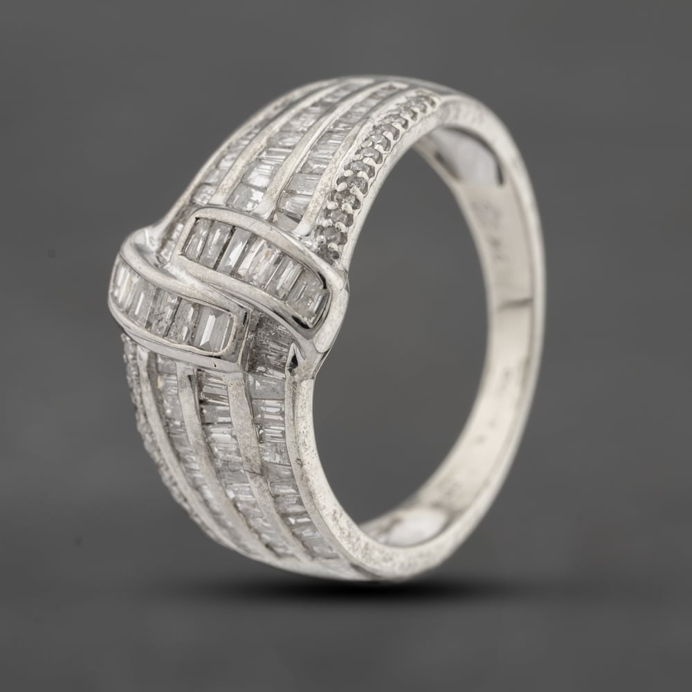 Second Hand 9ct Yellow Gold 1.00ct Diamond Crossover Four Row Ring 41481918